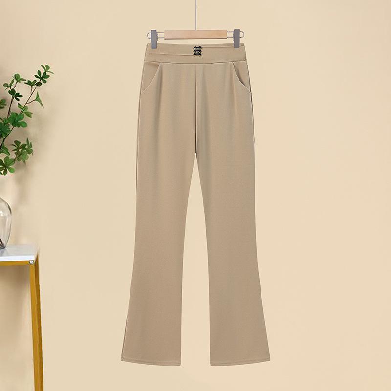 

2026 Spring/Autumn Plus Size High-Waisted Slimming Straight-Leg Pants for Middle-Aged & Elderly Women - Loose, Comfortable, Stylish & Casual 5XL (recommended for 150-170 jin) хакі