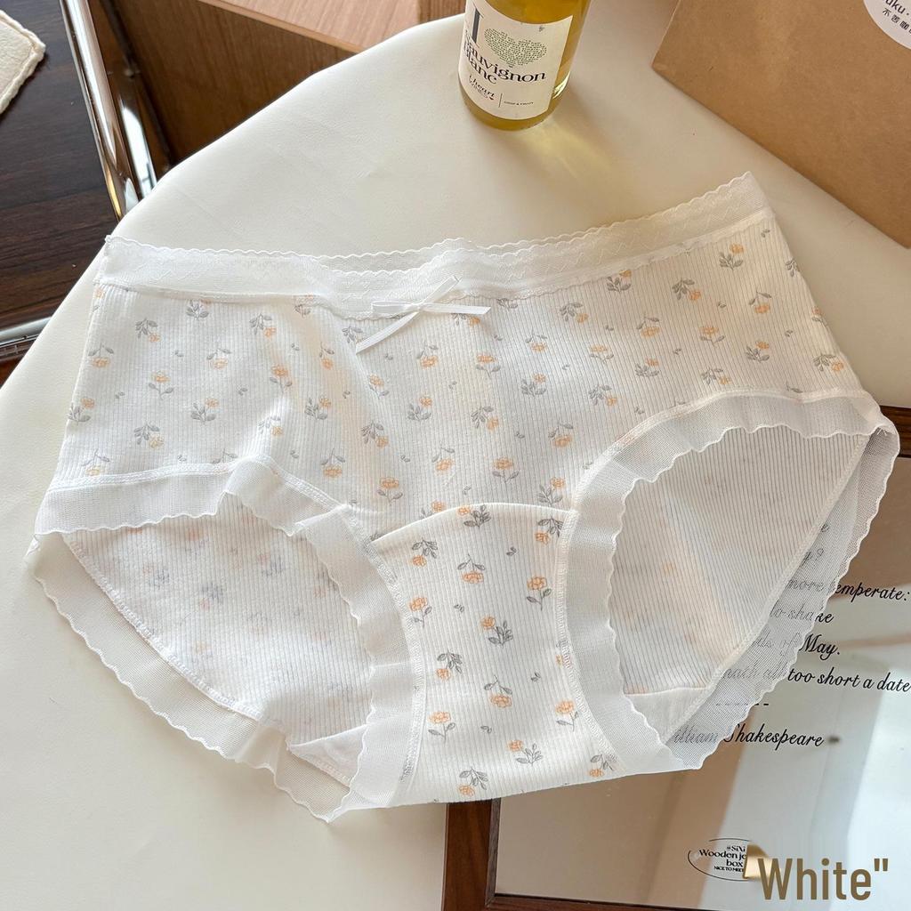 Girls' Mid-Waist Floral Seamless Panties - Cute, Comfortable, Breathable, Skin-Friendly Triangle Briefs