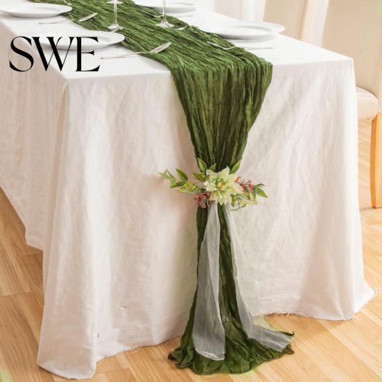 Rustic Table Runner Tablecloth Soft Washable Non-Fading Hand-dyed Wedding Party Decoration