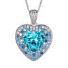 Jewelry Set Classic Ocean Heart Earrings Necklaces Rings Aquamarine Women's