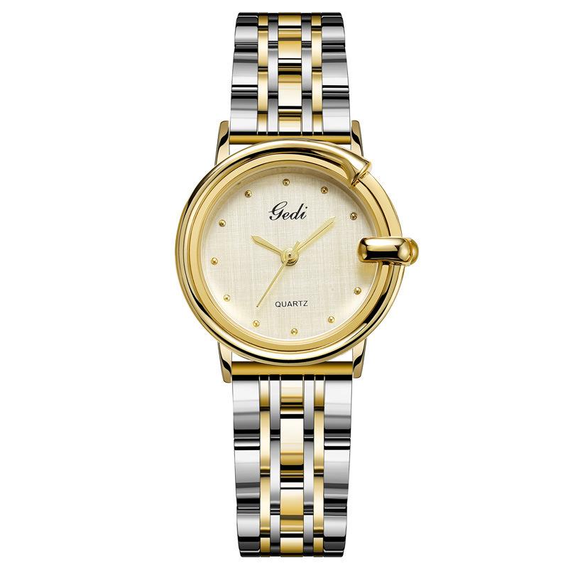 Stainless Steel Women S Watch Light Luxury Exquisite Cloth Surface Quartz Watch Women S Waterproof Room Gold Steel Belt Watch
