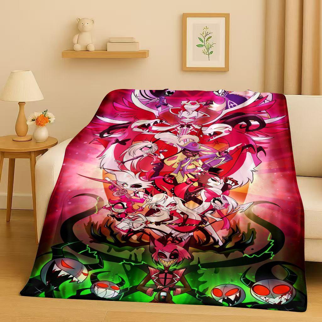 3D Cartoon H-Hazbin Hotel Angel Dust Alastor Flannel Blanket,Soft Warm Plush Throw for Home Bedroom Bed Sofa Cover Office Gift