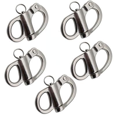 5pcs Stainless Steel 316 Rigging Sailing Fixed Bail Snap Shackle Fixed Eye Snap Hook Sailboat Sailing Boat Yacht Outdoor Living