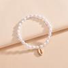 New Product, Seaside Beach Wind, Metal Shell, Pearl Beaded Anklet.