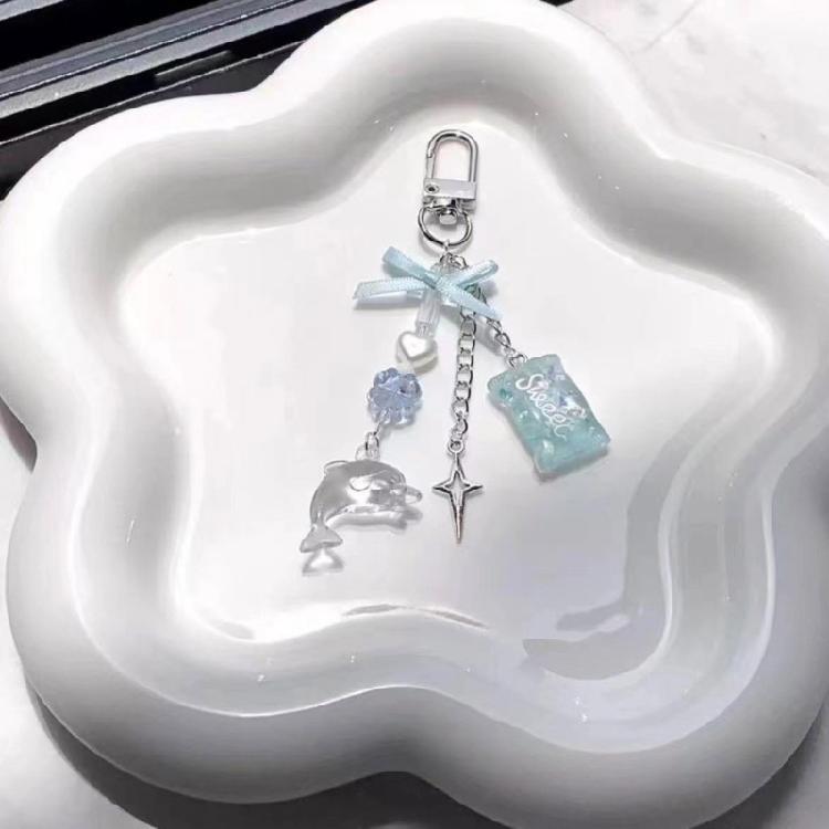 Heart Star Beaded Keychain Pendant Cute Decoration Pendant Keyring Charm