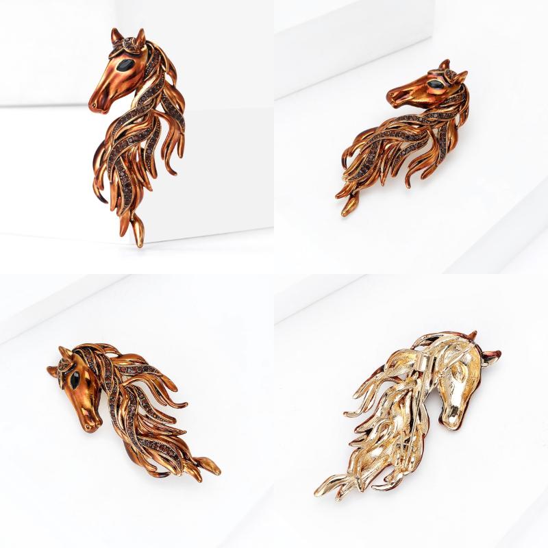 Broches Têtes de Cheval Polyvalentes de Luxe Pour Femmes Épingles Animales Accessoires Amis de Fête Décontractée Bijoux Cadeaux