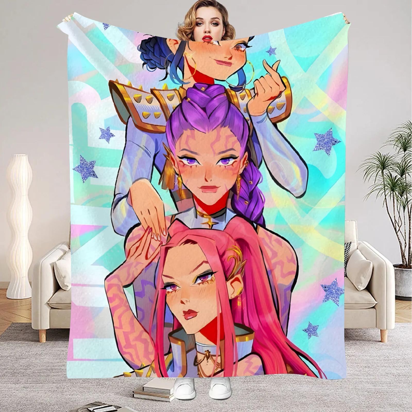 

KPOP Flannel Blanket Demon-Hunters 3D Printed Blanket For Home Camping Nap Leisure Blankets Gifts For Girls Birthday Christmas 75x100cm