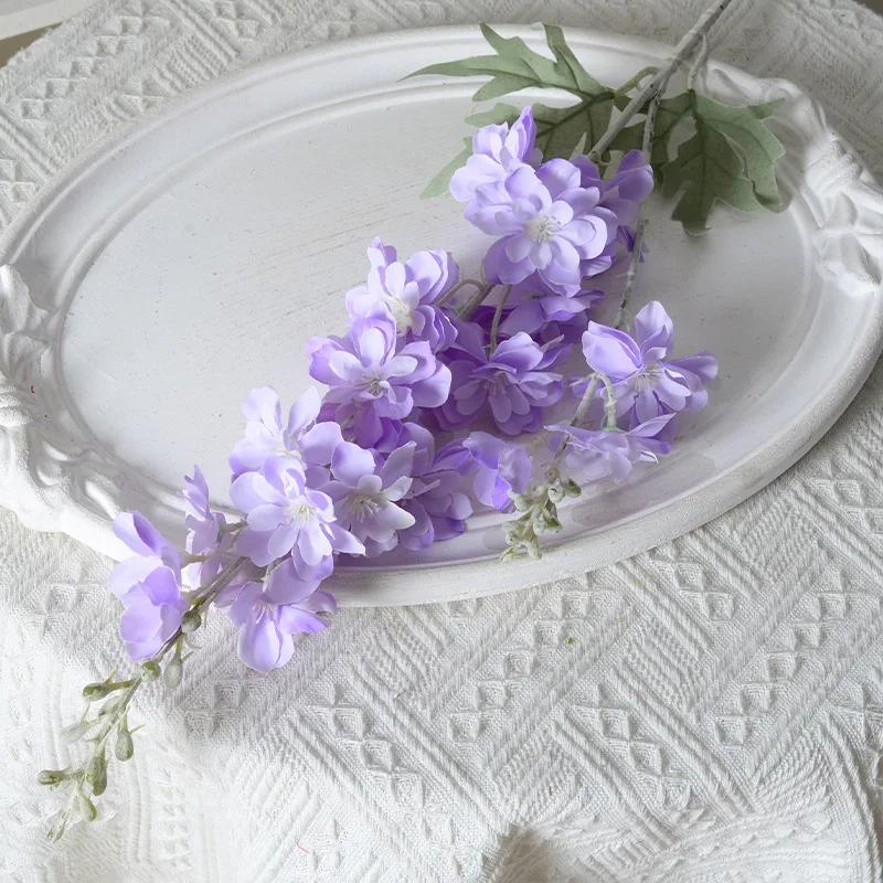 8 Stück Hohe Delphinium Kunstblumen Großhandel Weiß Rosa Seiden-Rittersporn für Vase Zuhause Hochzeit Blumendekoration