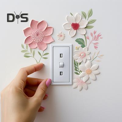Blumenschalteraufkleber, abnehmbar, selbstklebend, wasserdicht, PVC, für Wohnzimmer, Badezimmer, Lichtschalter, Wandsteckdose, Dekoration, Aufkleber
