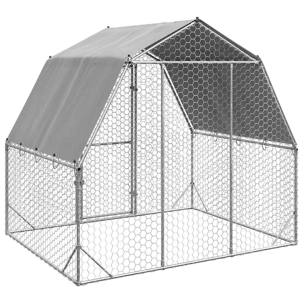 Chicken Coop with Roof 2.5 x 2 x 2.25 m Galvanized Steel
