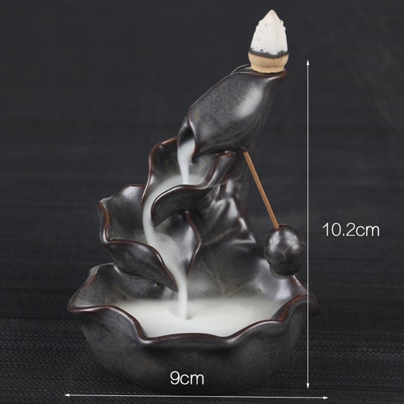Lotus Incense Holder Burner Waterfall Backflow Home Decor Censer for Tea House