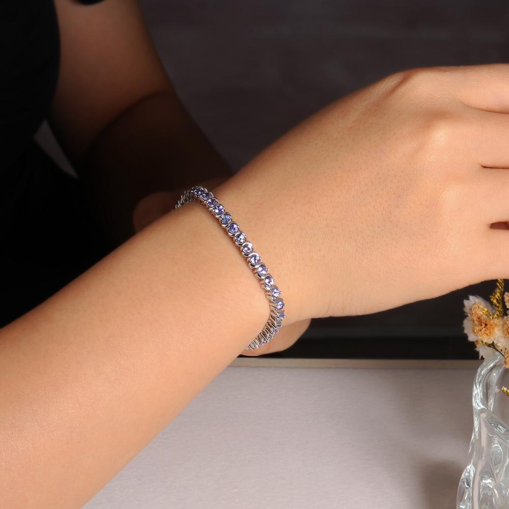 Luxury Rare Gemstone Natural Blue Tanzanite Twist Design Bracelet S925 Silver Fine Jewelry Women Anniversary & Engagement Gift