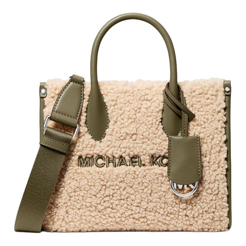 MICHAEL KORS Mirella Logo Classic Polyester Handbag Small Women s Beige with Green зелёный