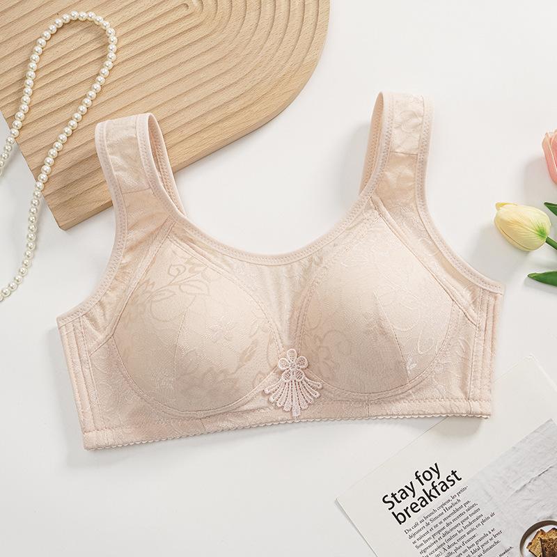 

New large size sexy jacquard gathering side collection breast anti-light tube top elderly underwear bra 100