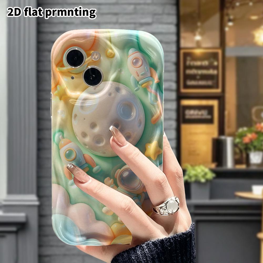 Phone case: 2D flat design, suitable for iPhone 18 17 16 15 14 13 Pro protective case, astronaut, perfect Christmas and Halloween holiday gift