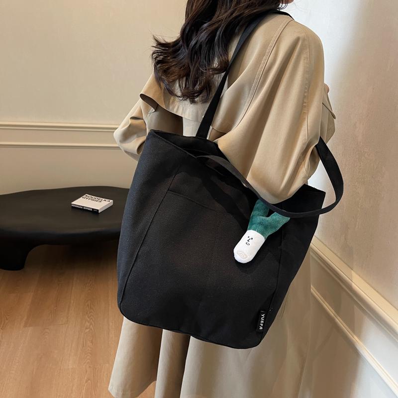Microfiber Solid Color Zipper Casual Tote Bag Large Capacity Commute Simple Durable Bags Fashi Daily Versatile Shoulder Bags