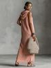 2026 Summer European & American Buckle-Up Sleeveless Hooded Long Dress for Women