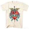 Retro Bon Jovi Tattoo Style Heart Sword Print T Shirt Men's and Women's Cotton Rock Band Fan T-shirt Streetwear Y2k Tops Cheap