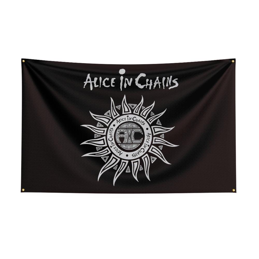 A-Alices in Chains Flag Rock Music Band Banner Background HD Printing Tapestry Exhibition, Music Band Fans, Garage Decor