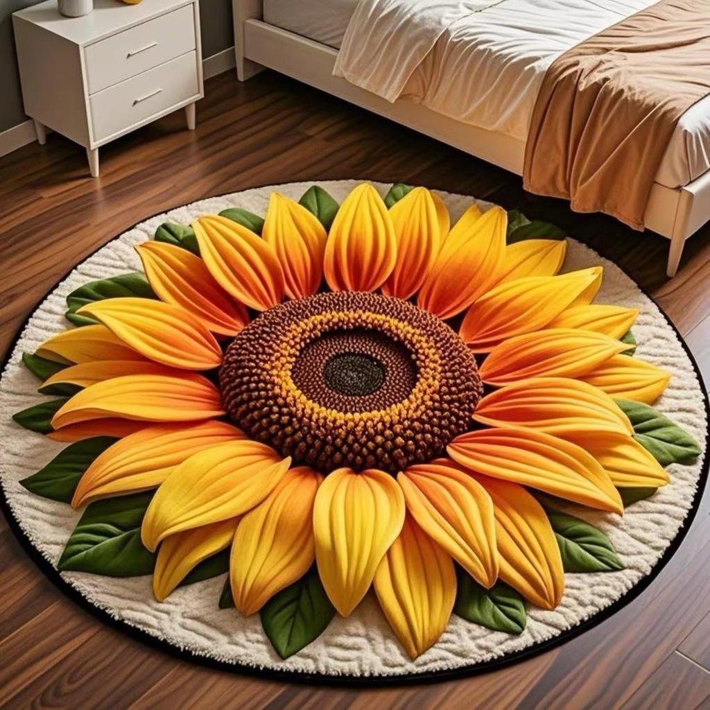3D Flower Crystal Velvet Floor Mat, Living Room Coffee Table Foot Mat, Cloakroom Premium Sense Floor Mat, Non-Slip And Cool Mat