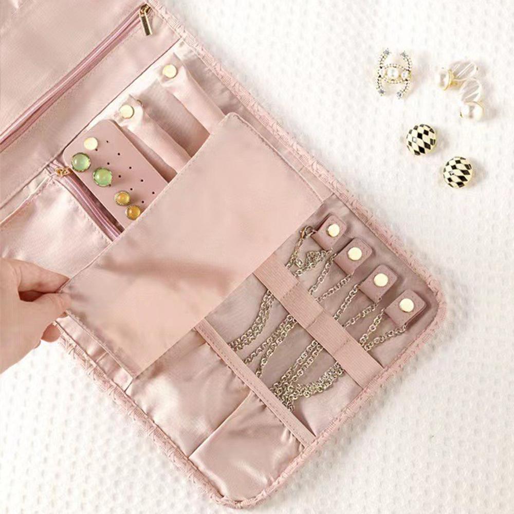 1 Pièce Organisateur de Bijoux Pliable, Organisateur de Bijoux de Voyage Pratique, Pochette à Bijoux Boucles d'Oreilles Colliers Bagues, Sac Roulé à Bijoux,