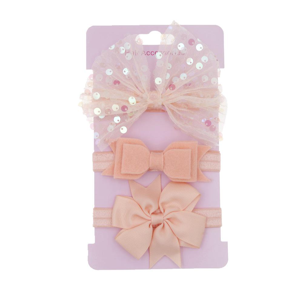 Children s Fashion Mesh Sequin Bow Hairband Set for Baby Photography