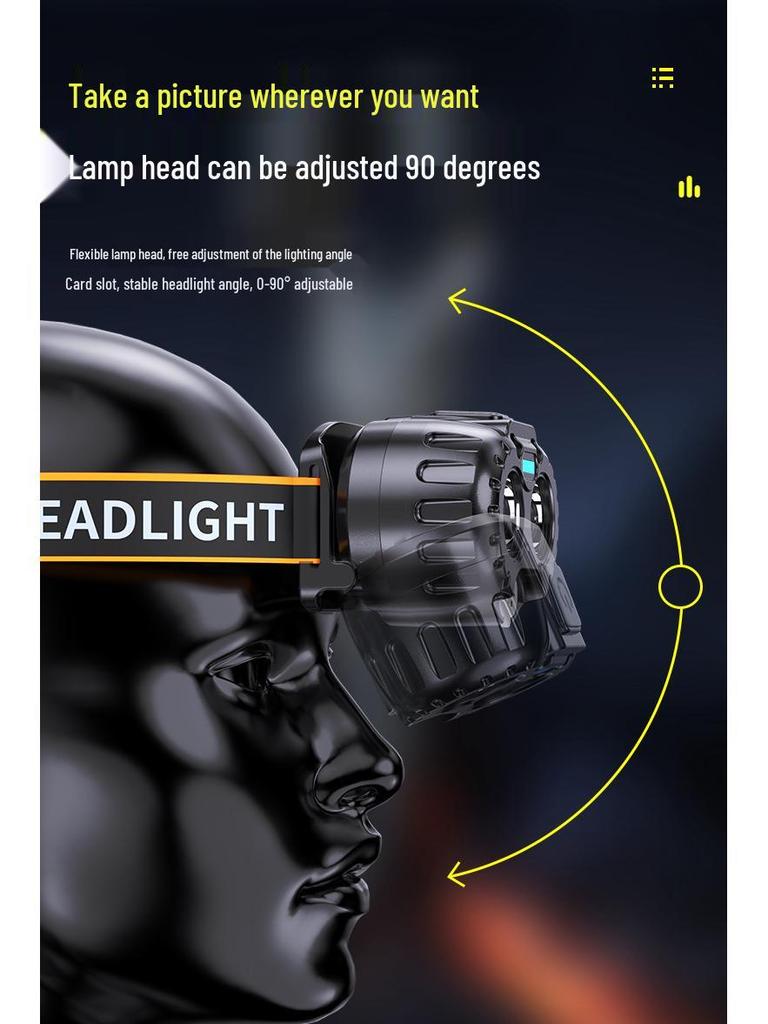 Ultra-Bright LED Induction Headlamp - Long Battery Life, Rechargeable, Perfect for Outdoor Fishing and Mining