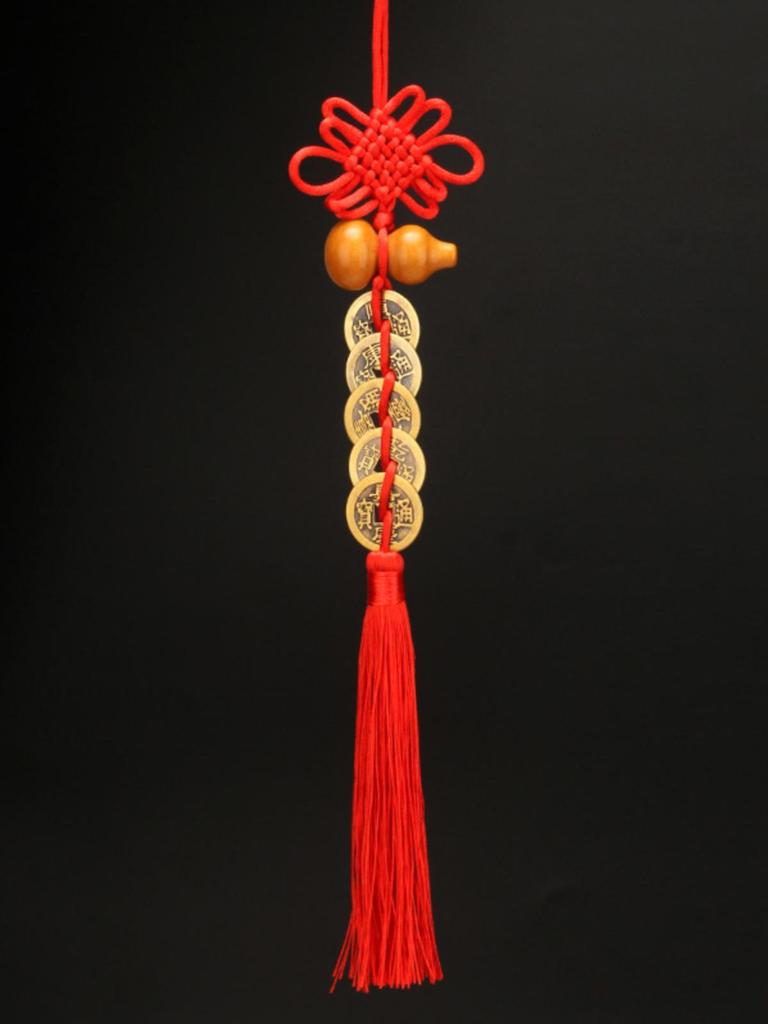 Chinese Knot Five Emperors Coins Gourd Door Hanging Decoration for Housewarming