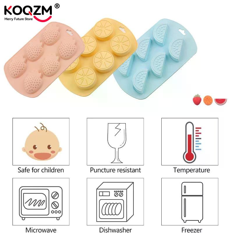 Watermelon Strawberry Lemon Shaped Silicone Mold DIY Flexible Easy Release Fondant Chocolate Gummy Pudding Molds
