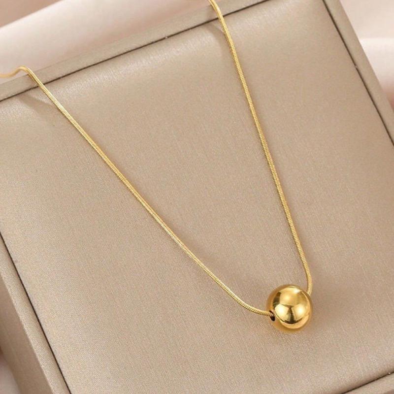 1pc Gold-Color Ball Ins Style Fashionable All-Match Necklace