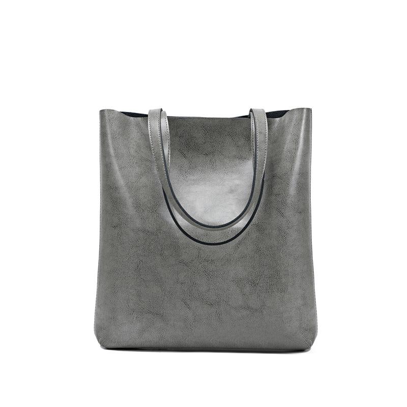 New Cowhide Women's Bag Fashionable Women's Shoulder Tote Bag Simple and Versatile High-end Large-capacity Portable Shopping Bag