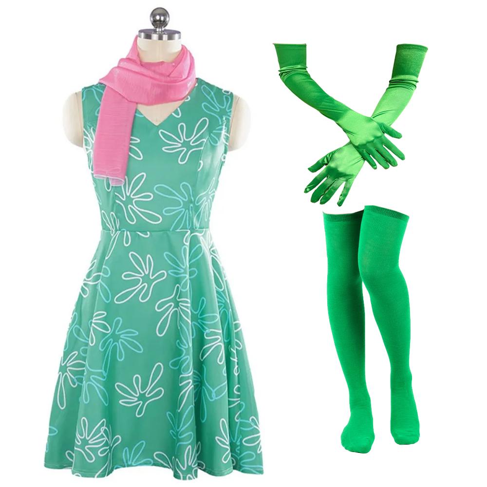 Movie Inside Joy Cosplay Envy Costume Anxiety Disgust Disguise Dress Socks for Adult Halloween Carnival Party Clothes Roleplay