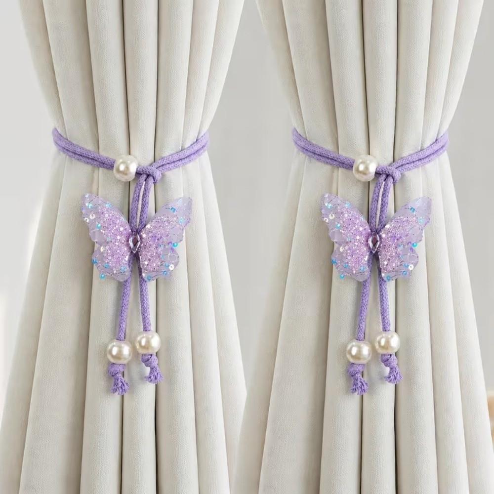 Handmade Butterfly Shaped Curtain Tieback Sequin Curtain Buckle Window Treatment