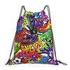 Bolsas con Cordón de Graffiti para Mujeres Hombres Plegables Ligeras Mochila Deportiva para Gimnasio Colección de Cómics Americanos Mochilas de Entrenamiento Pop Art