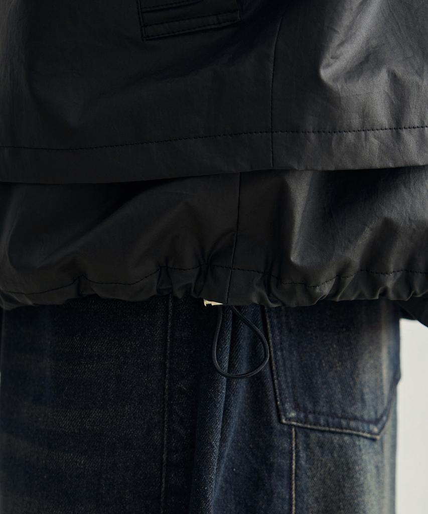 Rotember Coated Cotton High-Neck Blouson Jacket [Black]