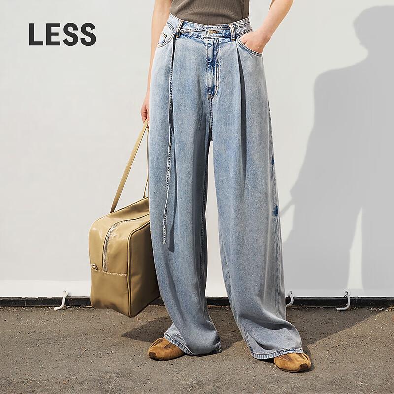 LESS 2025 Spring Casual Wide-Leg Lyocell Jeans S