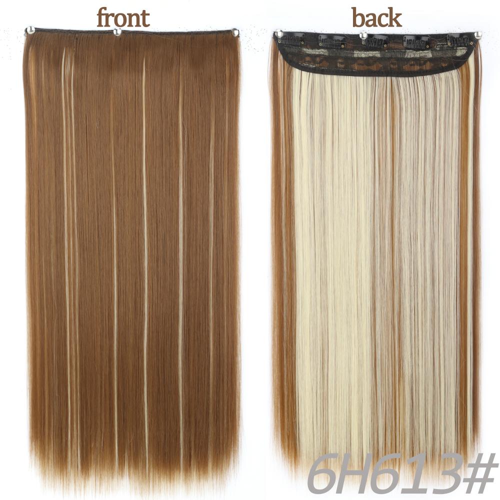 MERISIHAIR Women Fashion Long Straight Synthetic Fiber Hair Extensions 5 Clips Invisible Hairpiece for Daily Wear