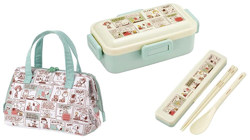 Skater PEANUTS Comic Art 23 Antibacterial Dishwasher Safe Soft Lunch Box with Combo Set Insulated Lunch Clasp Comic Art Character Tight Lock Lunch Set