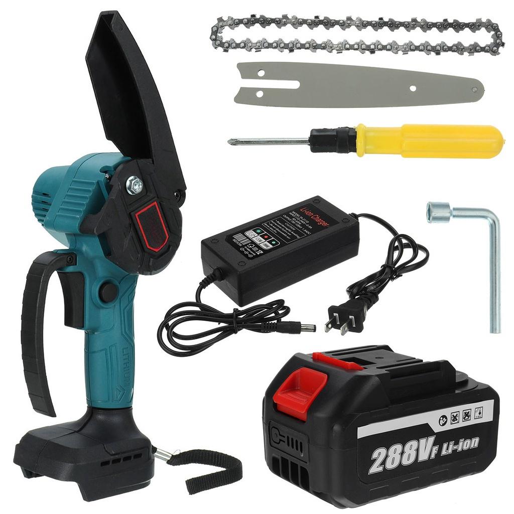 

288VF 6 дюймов Аккумуляторная электрическая пила Электрическая цепная пила Одноручный резак для дерева Садовый инструмент с 2 аккумуляторами Перезаряжаемый 1*Battery