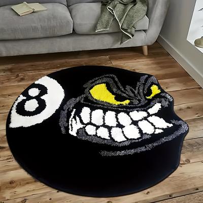 Tapis Rond Irrégulier Style Monstre de Piscine Noir Élégant - Tapis Moquette Doux en Peluche pour Salon, Salle de Bain & Décoration Intérieure Tapis Décoratifs de Pièce Tapis de Sol