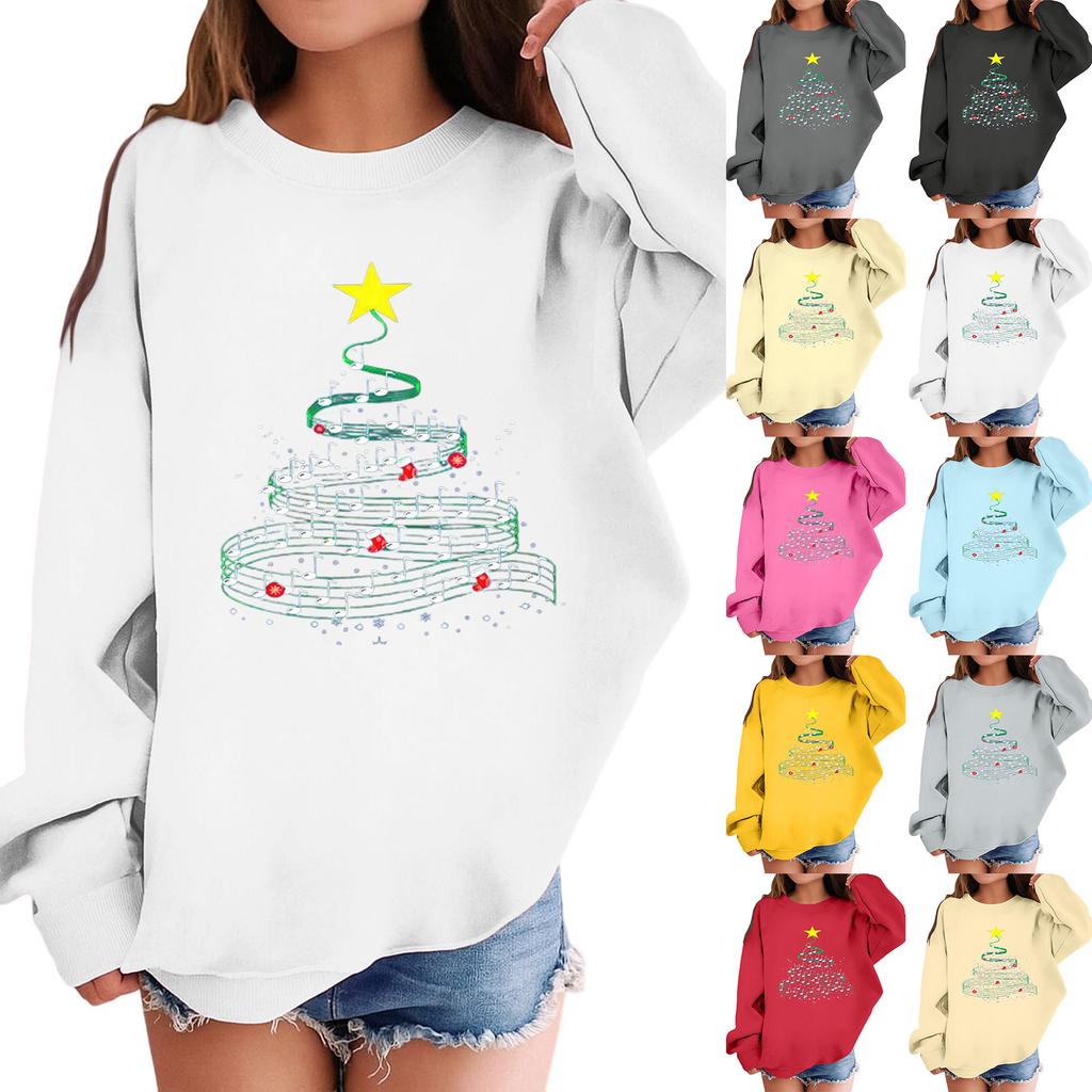 Children's Fashionable Casual Long-sleeved Loose Christmas Print Pullover Sweatshirt