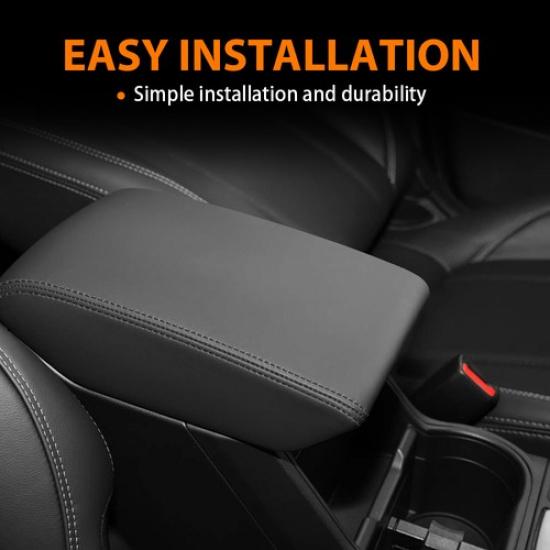 Center Console Lid Armrest Cover PVC Leather For Subaru Forester -2024 Black
