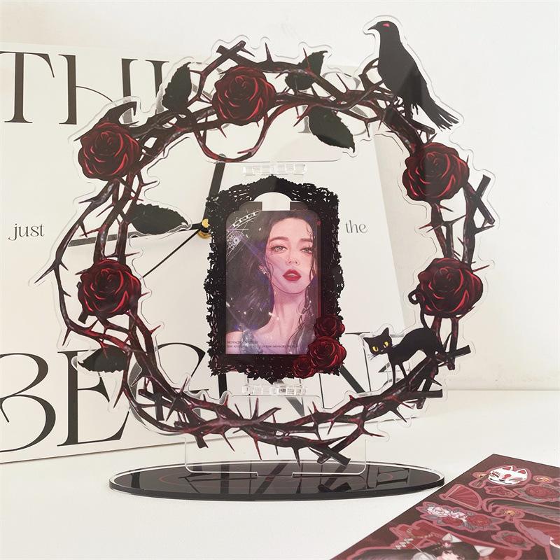 Dark Night Rose Insert Card Standing Star Love Bean Fan Spin Photo Storage Organize Photo Frame Acrylic