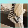 Sac à bandoulière rayé tendance élégant Sac cabas en coton décontracté grande capacité