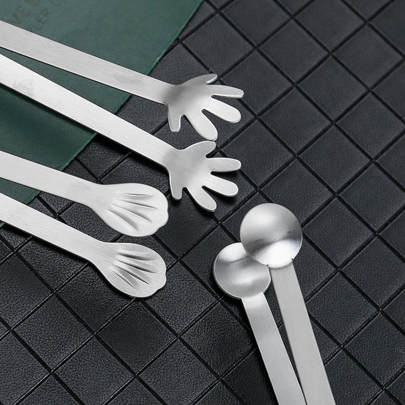 5PCS Stainless Steel Mini Creative Food Clip Small Palm Snack Cake Dim Sum Antiskid Food Kitchen Candy Snack Clip