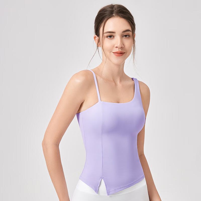Women's Breathable Strappy Sports Vest with Built-in Bra
