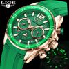 LIGE Brand Luxury Man Wristwatch Chronograph Waterproof Luminous Date Men Watches Silicone Strap Quartz Watch Relogios Masculino