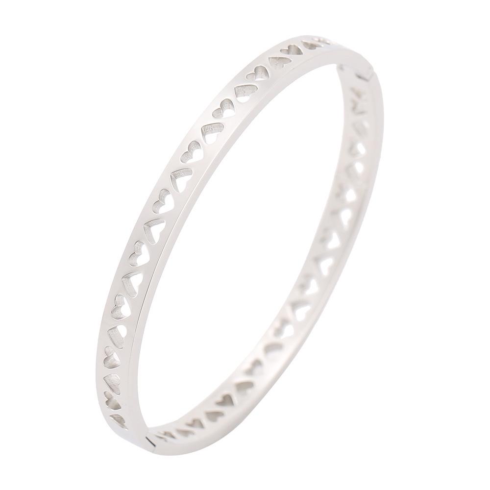 Fashionable Heart-Shaped Hollow Stainless Steel Light Bracelet for Men and Women
