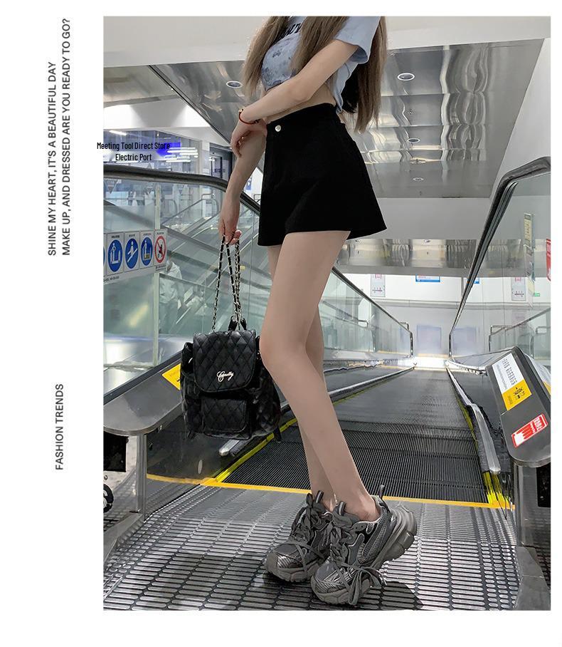 Women's Plus Size Black High Waist Summer Shorts