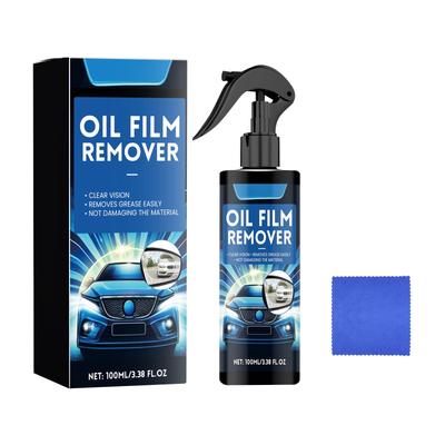 100ML Autoglas Ölfilmreiniger, Entfernercreme, Windschutzscheibenreiniger, Wasserschadenentferner, Inklusive Tuch